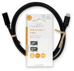 Nedis USB-C prodlužovací kabel 1 m černý / Kabel USB / USB 3.2 Gen 1 / 60 W / 5 Gbps (CCGL64010BK10)