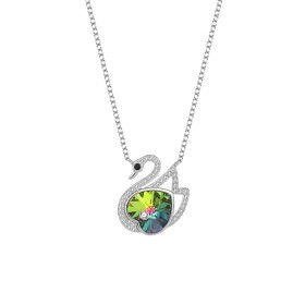 Stříbrný náhrdelník Swarovski Elements Alexa - stříbro 925/1000, labuť, Zelená 40 cm + 5 cm (prodloužení)