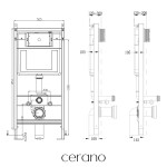 CERANO - Kompletní WC set Profi/Cesso - bílá matná - WC tlačítko Classic/Tmavě šedá - předstěnová instalace - 49x36 CER-287215