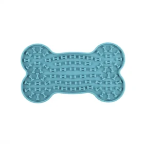 Huhubamboo Lízací podložka pro psy modrá / Lízací podložka / Tvar kosti / 20x11 cm (356079)
