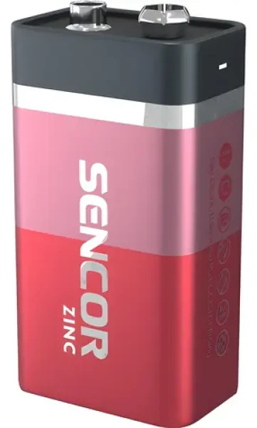 Sencor / Baterie 9V zinkouhlíková / 1 ks (SBA 6F22 1BP 9V Zn)