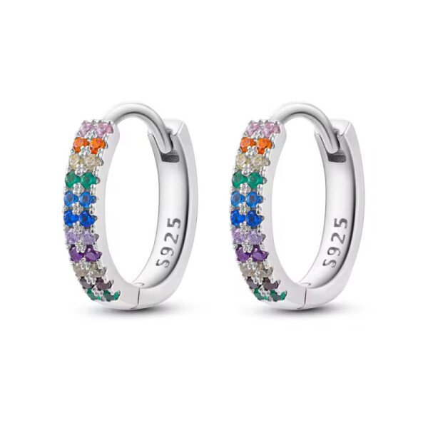 Stříbrné duhové náušnice s barevnými zirkony - stříbro 925/1000, Barevná/více barev