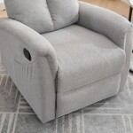 Relaxační křeslo, manuální ovládání, světle šedá látka