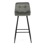 Židle barová, zelená látka, čtyřnohá kovová podnož, černý mat