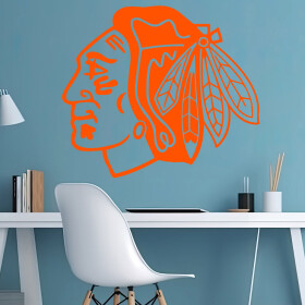 Samolepka Hokejový tým Chicago Blackhawks Barva: oranžová, Velikost: 80 x 69 cm