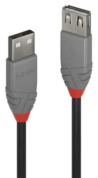 Lindy Anthra Line černá, šedá / USB prodlužovací kabel / USB-A / USB 2.0 / 5 m (36705)