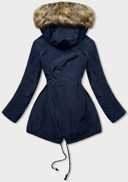 Tmavě modrá dámská bunda parka s kožešinovou podšívkou (m-21207) odstíny modré XL (42)