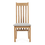 Dřevěná jídelní židle, potah stříbrná látka, masiv dub, přírodní odstín