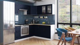 FRONTI Rohová kuchyňská linka ROTIZA CHOCO - Marine blue