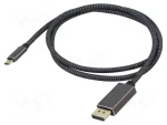 Goobay 75708 USB-C - DisplayPort černá/stříbrná / Kabel / DP Alt Mode / 4K 60Hz / 2 m / textilní (75708)