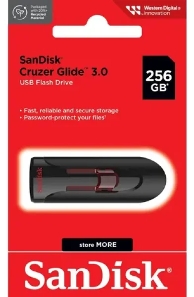 SanDisk Cruzer Glide 256 GB / Flash disk / USB 3.0 / až 100 MB/s (SDCZ600-256G-G35)