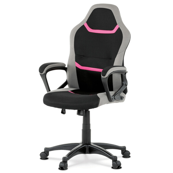 Herní židle, houpací mechanismus, růžová látka, KA-L611 PINK