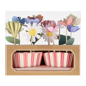 Meri Meri Sada na pečení cupcakes Garden 24 ks, růžová barva, dřevo, papír