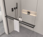 Erga Paris, polička/držák na ručníky pro sprchovou zástěnu (max. 140cm), černá matná, ERG-V02-PARIS-SHELF-BK