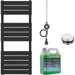 CERANO - Koupelnový elektrický radiátorový set Claude - WIFI - 600W - černá matná - 1200x500 mm CER-978830