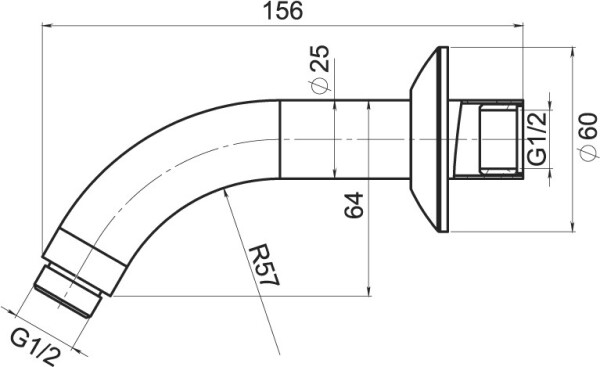 NOVASERVIS - Rameno pevné sprchy ze stěny 160 mm chrom RAM200,0