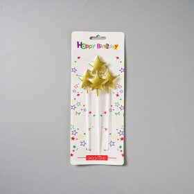 Dortová svíčka hvězda zlatá 4ks