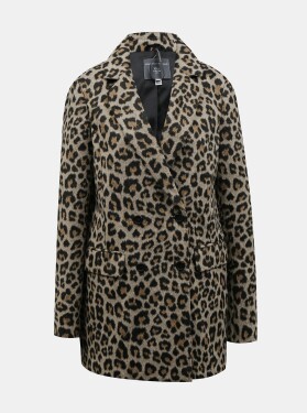 Hnědý zimní kabát leopardím vzorem Dorothy Perkins Tall