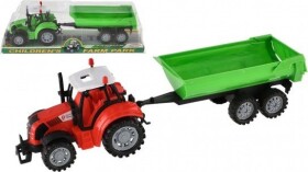 Traktor s vlekem a výklopkou plast 35cm 2 barvy na setrvačník v blistru