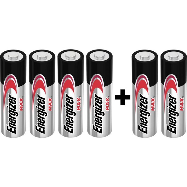 Energizer Max 4+2 tužková baterie AA alkalicko-manganová, 1.5 V, 6 ks