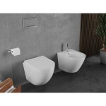 MEXEN/S - Lena Závěsná WC mísa Rimless Tornado včetně sedátka s slow, duroplast, bílá lesk 30220200T
