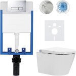 CERANO - Kompletní WC set Profi/Cronus Standard - bílá lesklá - WC tlačítko Slim/Chrom - pro zazdění - 59,3x38,4 CER-168516