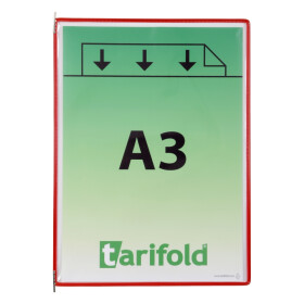 Djois rámeček s kapsou a úchyty, A3, otevřený shora, červený, 10 ks