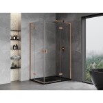 MEXEN/S - Mist-H L Duo sprchový kout dveře křídlové 75 x 100, transparent, měď kartáčovaná 8A5L-075L-100P-65-00