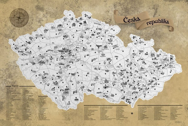 Stírací mapa Česka stříbrná Deluxe XL