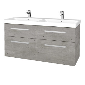 Dřevojas - Umyvadlová skříňka Q MAX SZZ4 120 - D01 Beton / Úchytka T01 / D01 Beton 332143A