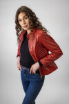Dámská Kožená Bunda Jewel Spencer Brixton Červená Velikost: 2XL