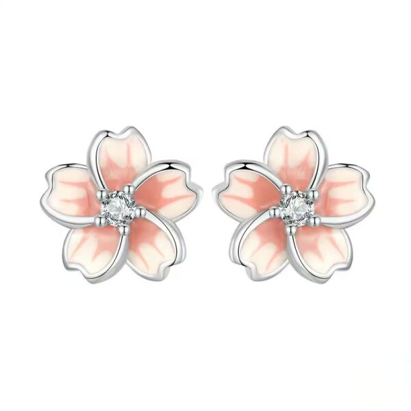 Stříbrné náušnice Třešňové květy - stříbro 925/1000, Stříbrná