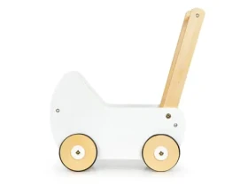 ECOTOYS Dřevěný vozík pro panenky bílá / od 3 let (ESC-W-0173)