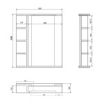 AQUALINE - KORIN STRIP zrcadlo s LED osvětlením a policemi 60x70x12cm KO370S
