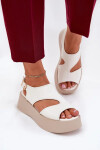 Dámské sandály na platformě 5227 Ecru s béžovou - Ideal shoes ecru-béžová 41