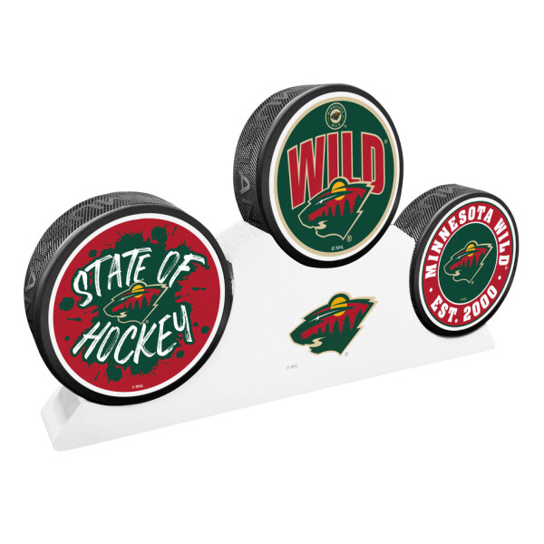 Mustang Puk Minnesota Wild NHL 3 Puck Podium Set