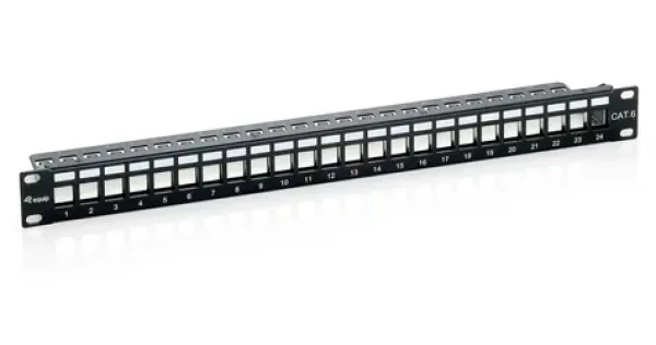 Equip 19" FTP černá (769124) / Patch panel / 24x Keystone / 1U / LSA-110 (769124)