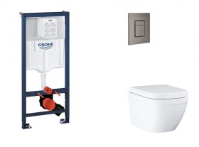 GROHE - Rapid SL Set předstěnové instalace, klozetu, sedátka SoftClose a tlačítka Skate Cosmopolitan, Triple Vortex, kartáčovaný Hard Graphite SANI11BB5117