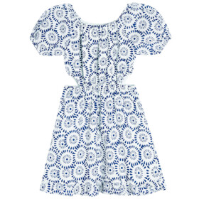 Dívčí šaty s průstřihy a krátkým rukávem- modré - 134 CREAMY