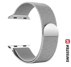 SWISSTEN milánský tah řemínek pro Apple Watch 42-44 mm stříbrná (46000212)
