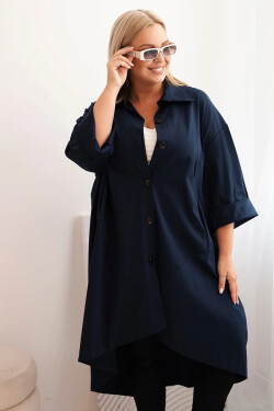 Dámský plášť Plus Size Punto s bavlnou a knoflíky granátová UNI