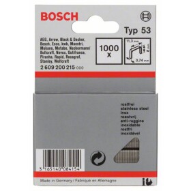 Bosch Accessories 2609200215 svorky z jemného drátu Typ 53 1000 ks Rozměry (d x š) 8 mm x 11.4 mm