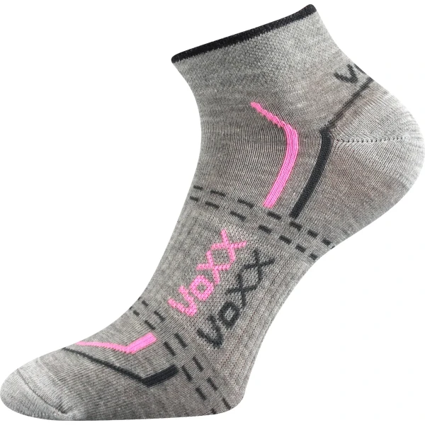 VOXX Ponožky krátké slabé REX 11 bavlněné SVĚTLE ŠEDÉ MELÉ s růžovou (3 páry) 35-38 114569