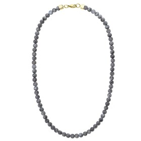 Pánský korálkový náhrdelník Fernando Gold - 6 mm larvikit, Šedá 50 cm