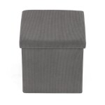 Taburet s úložným prostorem, šedá manšestrová látka