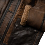 Pánská Kožená Zimní Bunda Bomber Brook Pravý Kožíšek Brixton Hnědá Velikost: 7XL