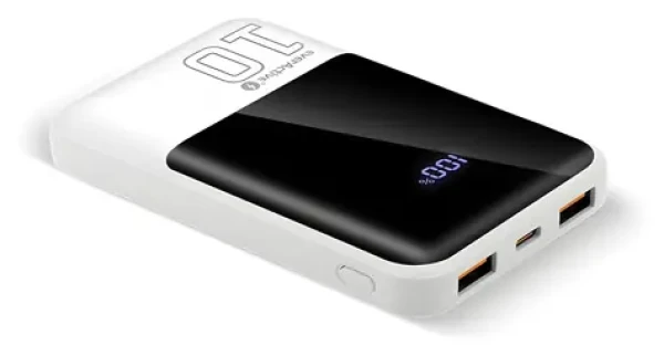 Powerbanka 10 000 mAh bílá / Powerbanka / 2x USB-A + 1x USB-C / 22,5 W QC4.0 / LED displej (EB-10Q)