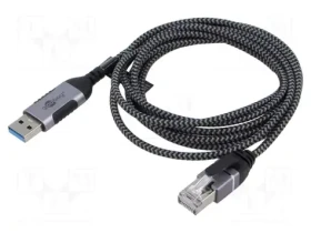 Goobay USB-A - RJ-45 černá/šedá / Síťový adaptér / USB 3.2 Gen1 / 1 Gbit/s / 2 m (74395)