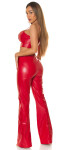 Sexy kožené kalhoty Koucla Highwaist s přezkou red M