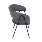 Židle jidelní, šedá látka, černá kovová noha